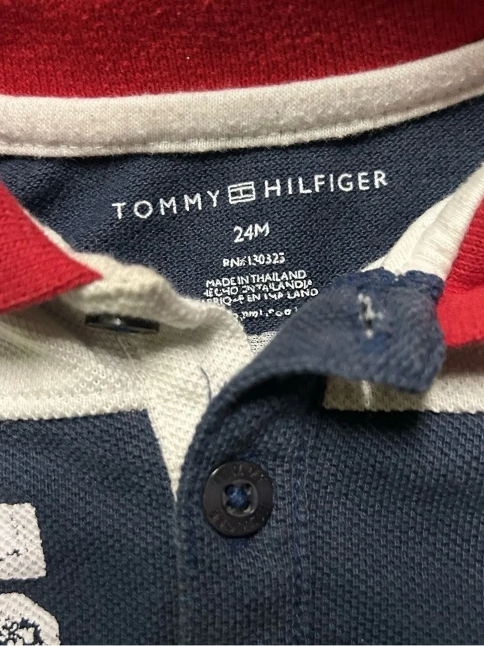 Toddler Boy Tommy Hilfiger One Piece Polo Romper 4 th of July Size 18-24 Months
